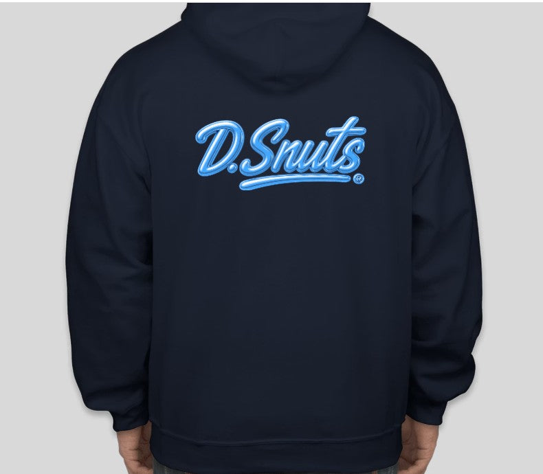 Black hoodie with 'D.Snuts' text on the back against a gray background