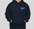 Navy blue hoodie with 'D. Smiths' logo on a plain background